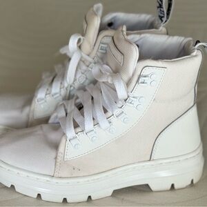 Dr. Martins Air Walk White Fabric Combat Boots